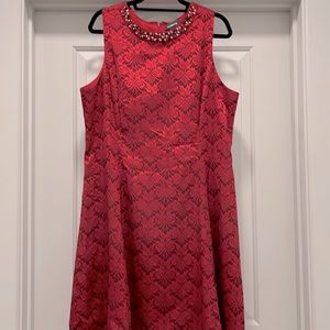 Liz Claiborne Size 18 Red sleeveless jeweled neckline dress